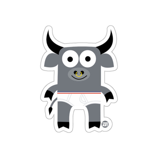 Cartoon Bull in Underwear with Cute Expression Sticker