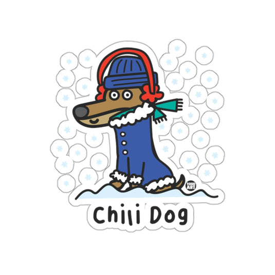 Winter Chill Dog Cartoon Design Cute Sticker