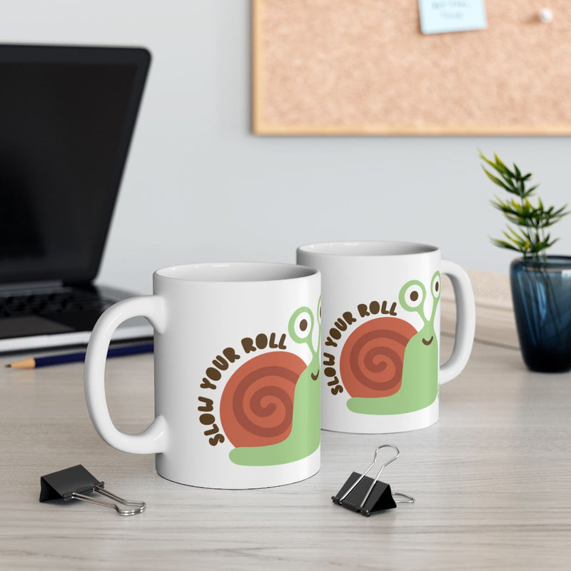 Load image into Gallery viewer, Slow Your Roll Snail Graphic Coffee Mug Set
