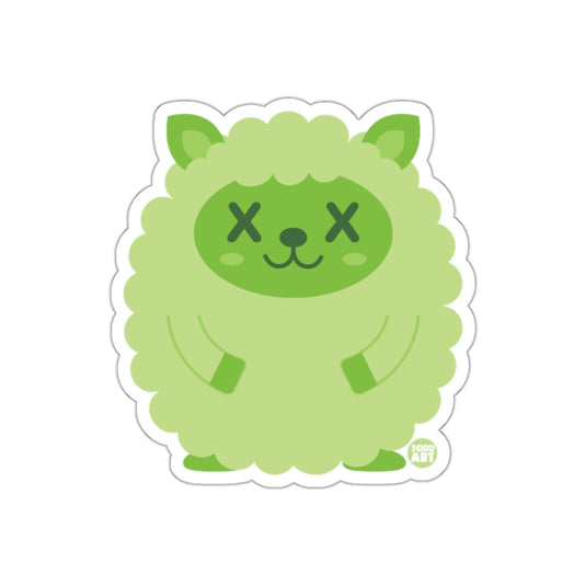 Cute Green Fluffy Sheep with X Eyes Sticker
