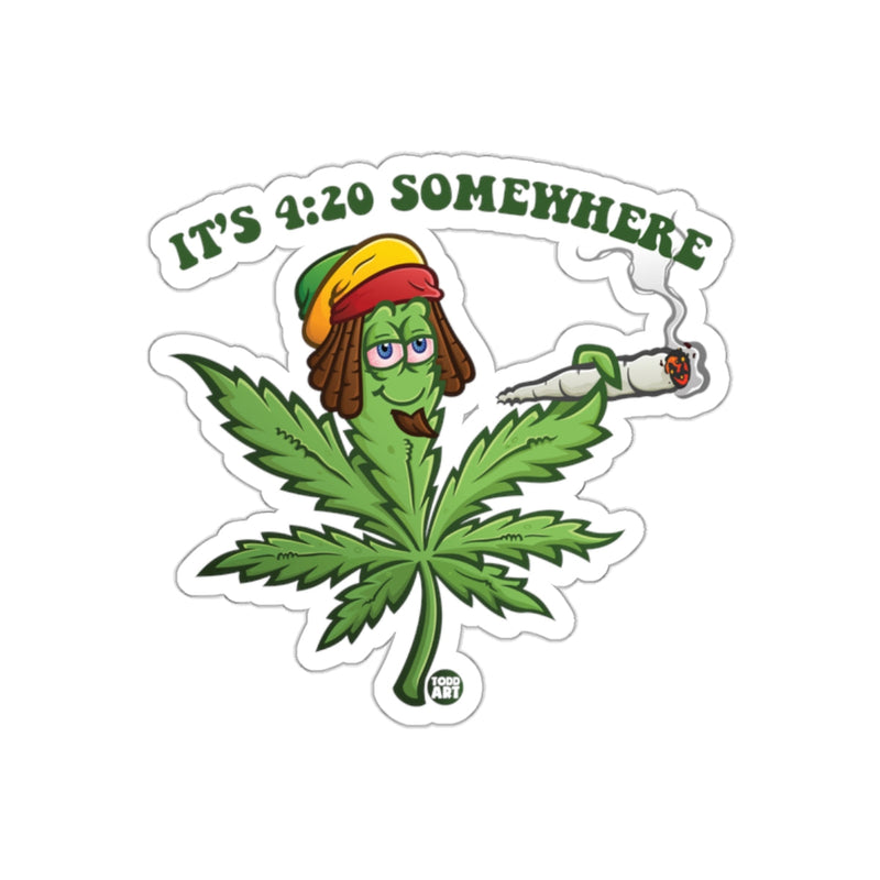 Load image into Gallery viewer, It's 4:20 Somewhere Leaf Smoke Sticker Design
