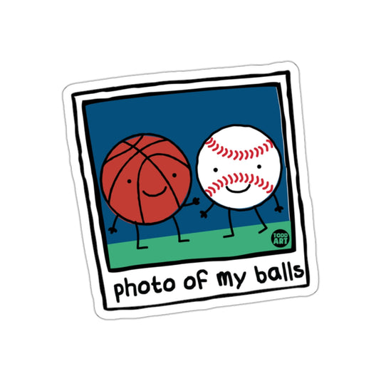 Funny Photo of My Balls Basketball Baseball Cartoon sticker