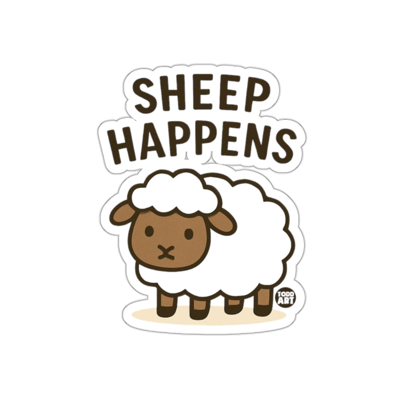 Load image into Gallery viewer, Sheep Happens Cute Cartoon Sheep Sticker Fun Design

