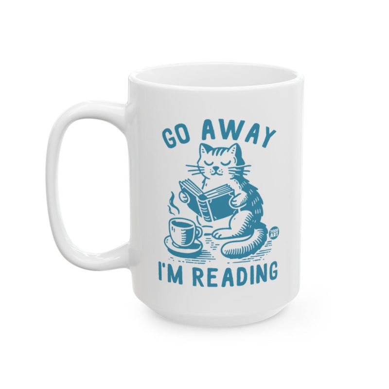 Load image into Gallery viewer, Go Away I'm Reading Cat Mug Fun and Cozy Design
