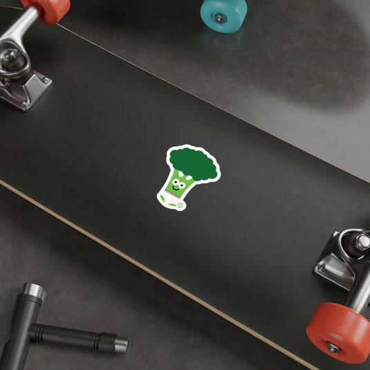 Cute Broccoli Character Sticker on Skateboard Deck
