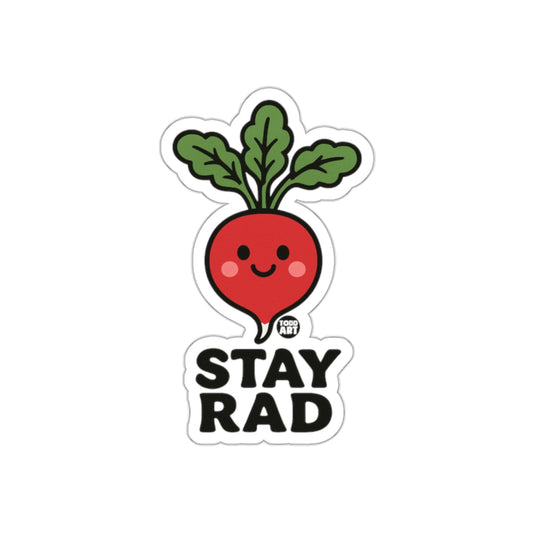 Stay Rad Cute Radish with Green Leaves Sticker