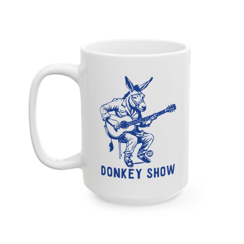 Load image into Gallery viewer, Donkey Show Coffee Mug with Funny Guitar Player Artwork
