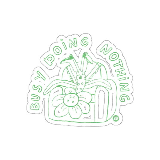 Bust Doing Nothing Green Floral Couch Cartoon sticker