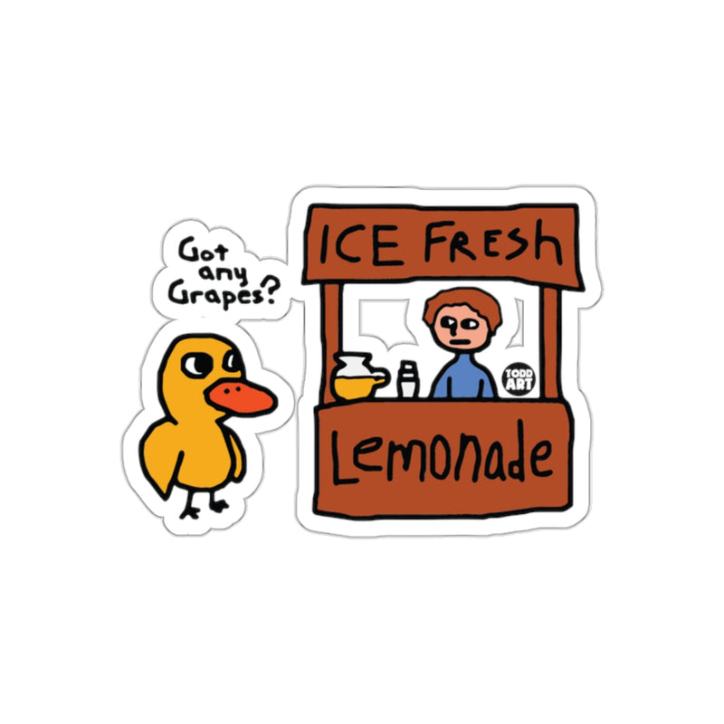Load image into Gallery viewer, Got Any Grapes Funny Duck at Lemonade Stand sticker
