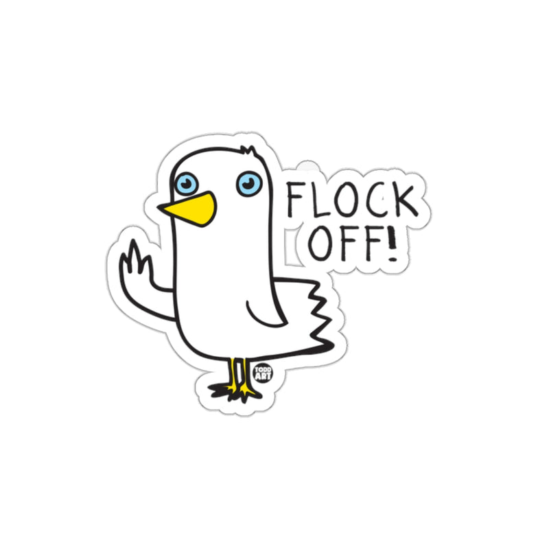 Load image into Gallery viewer, Flock Off Seagull Humorous Sticker Design
