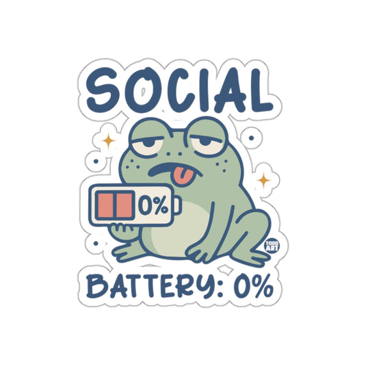 Social Battery 0% Funny Frog Sticker Design