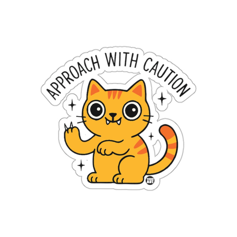 Load image into Gallery viewer, Approach With Caution Cartoon Cat Artwork Design sticker
