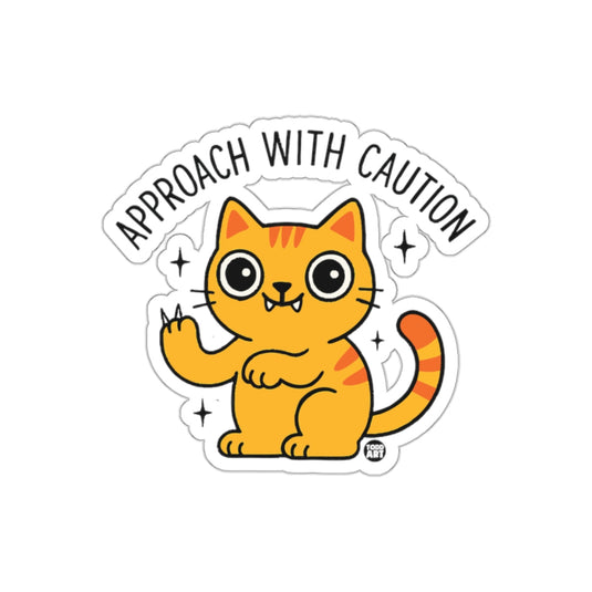 Approach With Caution Cartoon Cat Artwork Design sticker