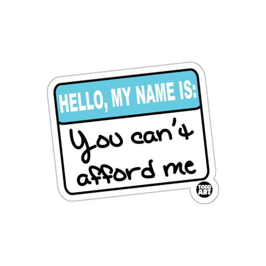 Hello My Name Is You Can't Afford Me Funny Sticker