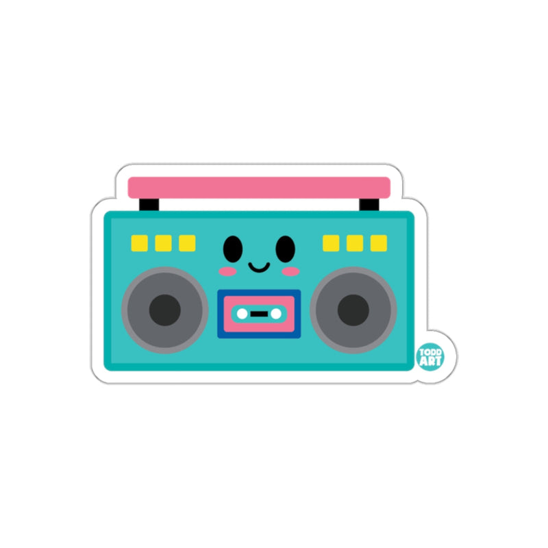Load image into Gallery viewer, Cute Retro Boombox with Smile Graphic Sticker
