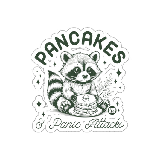 Pancakes And Panic Attacks Raccoon Illustration sticker
