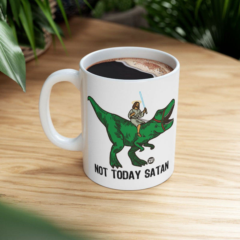 Load image into Gallery viewer, Not Today Satan Dinosaur Rider Coffee Mug Product

