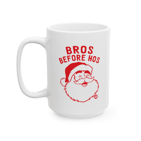 Funny Christmas Mug with Santa Claus Bros Before Hos