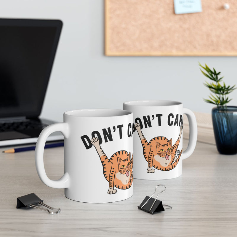 Load image into Gallery viewer, Don't Care Cat Illustration Coffee Mug for Cat Lovers
