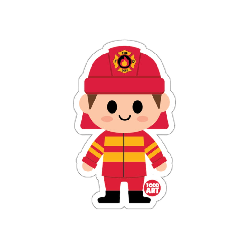 Load image into Gallery viewer, Cute Fire Dept Todd Art Firefighter Character Sticker
