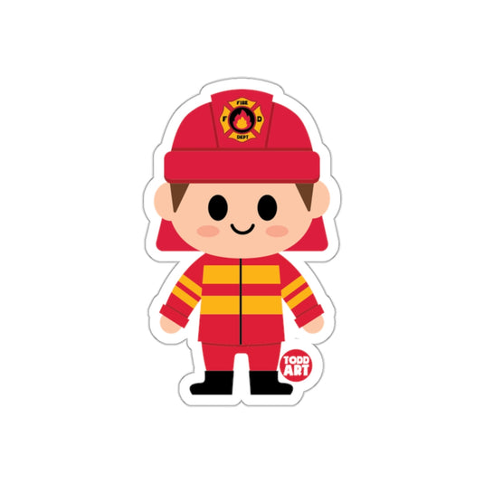 Cute Fire Dept Todd Art Firefighter Character Sticker