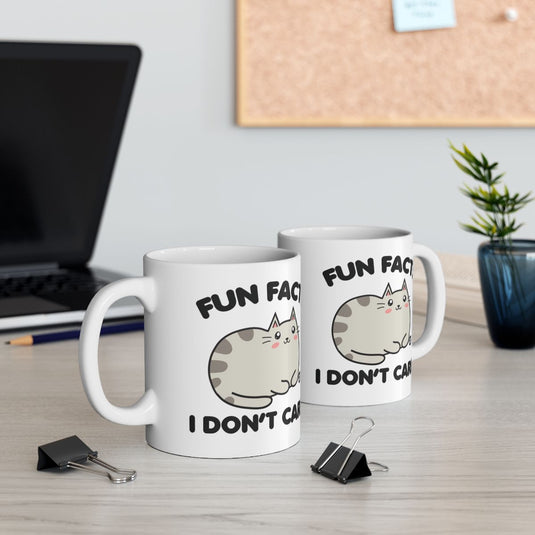 Fun Fact I Don't Care Cat Mug Perfect for Cat Lovers