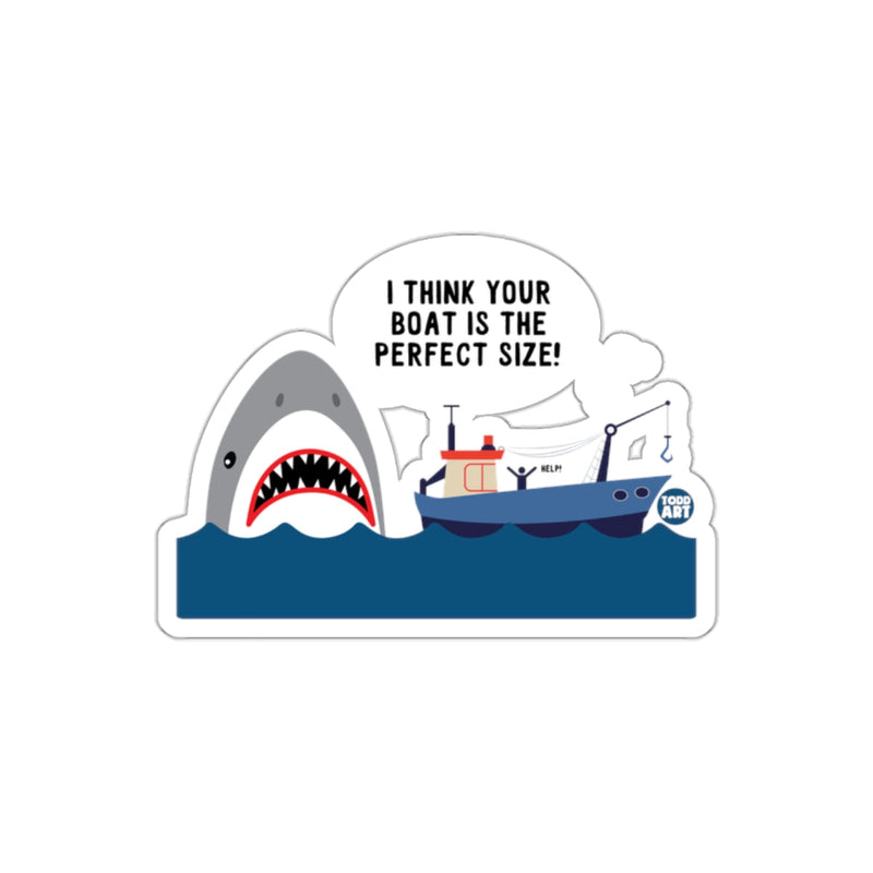 Load image into Gallery viewer, Perfect Size Boat with a Shark Encounter Art sticker
