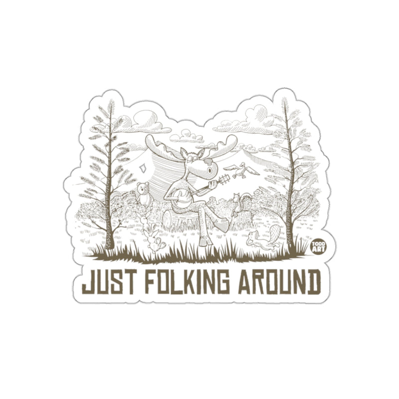 Load image into Gallery viewer, Just Folking Around illustrated fun sticker product
