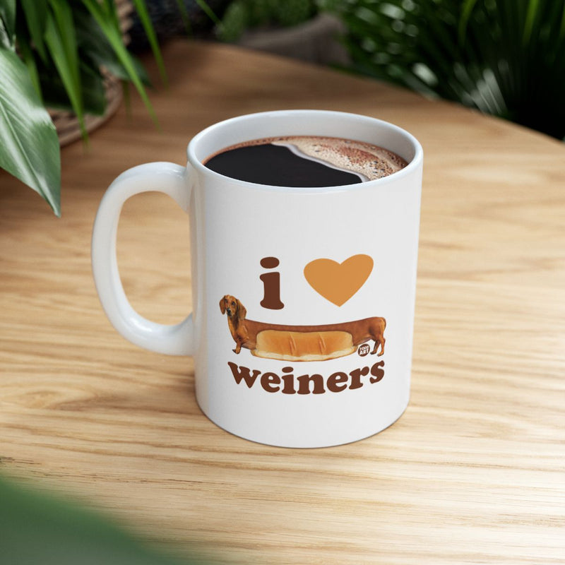 Load image into Gallery viewer, I Love Weiners Ceramic Mug Fun Hot Dog Lover Gift
