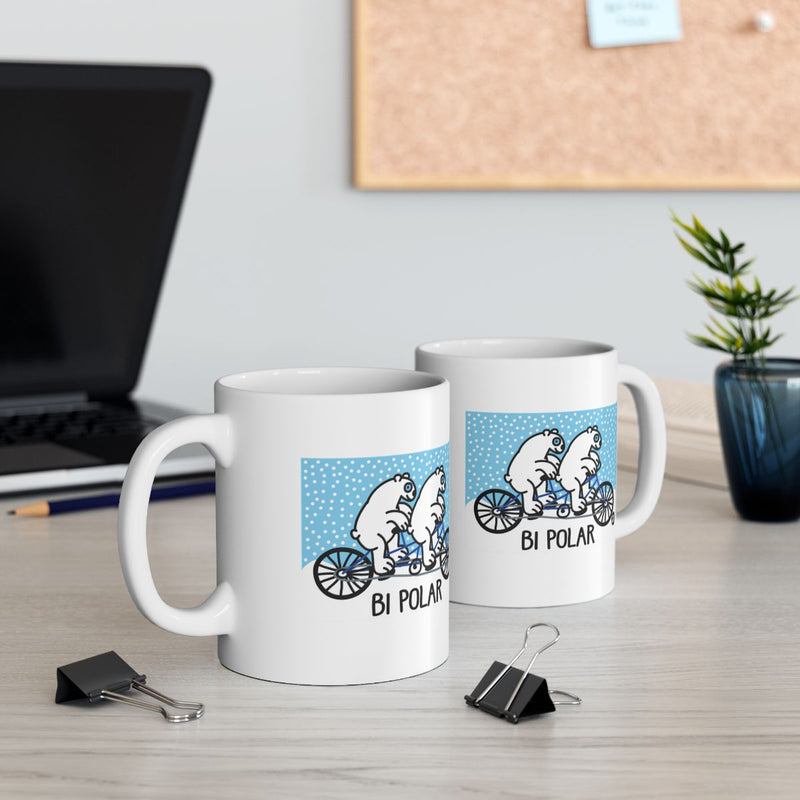Load image into Gallery viewer, Polar Bear Cycling Bi Polar Mug
