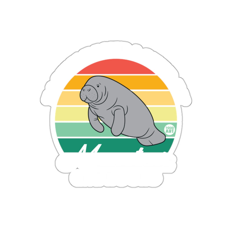 Load image into Gallery viewer, Cute Manatee with Retro Rainbow Design Sticker
