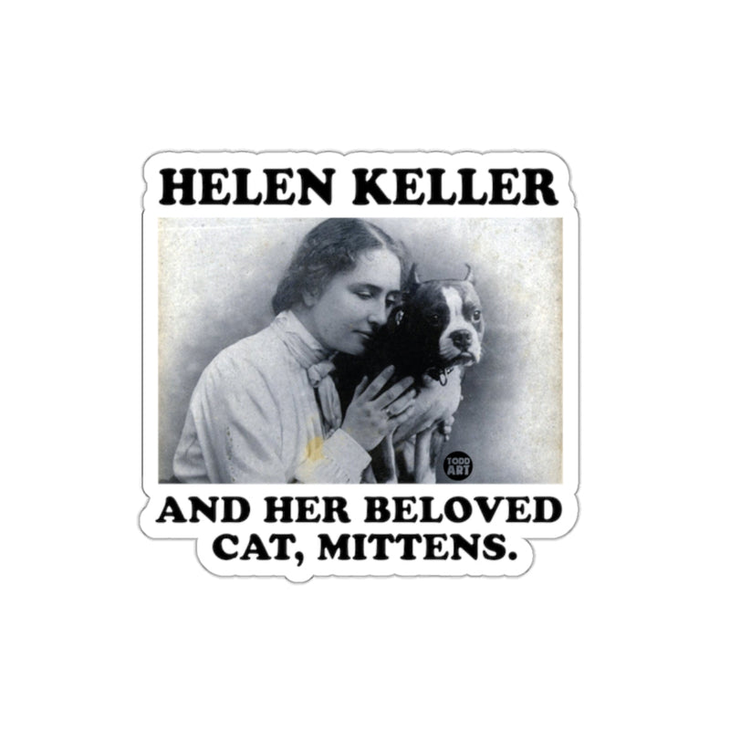Load image into Gallery viewer, Helen Keller And Her Beloved Cat Mittens Parody sticker
