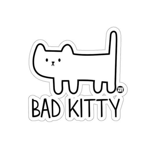 Minimalist Cat Design Underneath Bad Kitty Text sticker