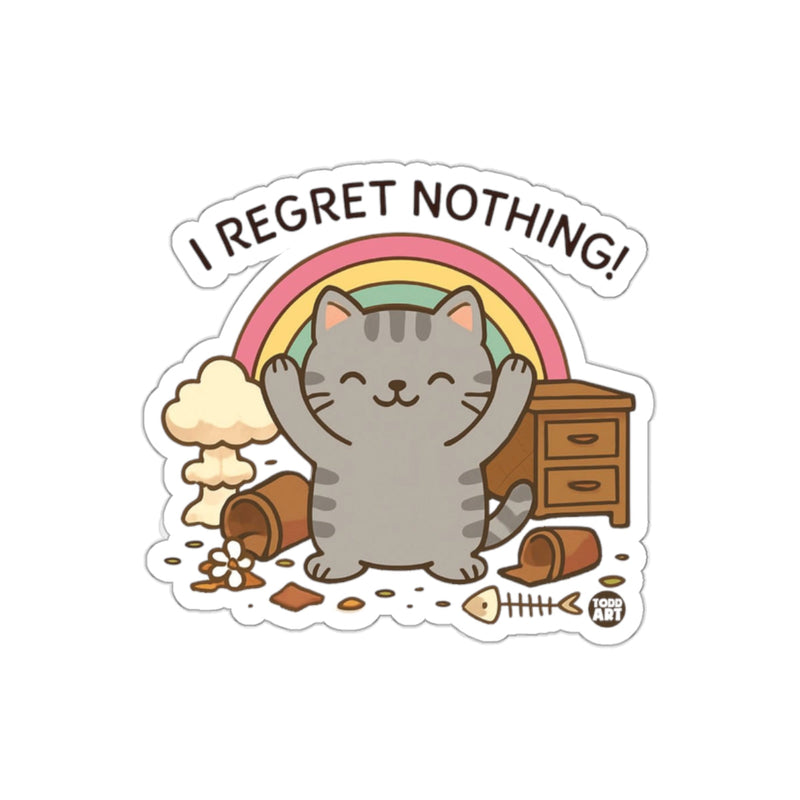 Load image into Gallery viewer, I Regret Nothing Cute Cat Rainbow Sticker
