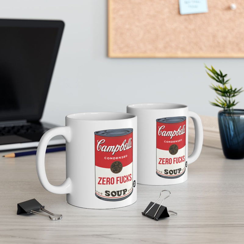 Load image into Gallery viewer, Zero Fucks Campbell's Soup Humor Mug for Office Desk
