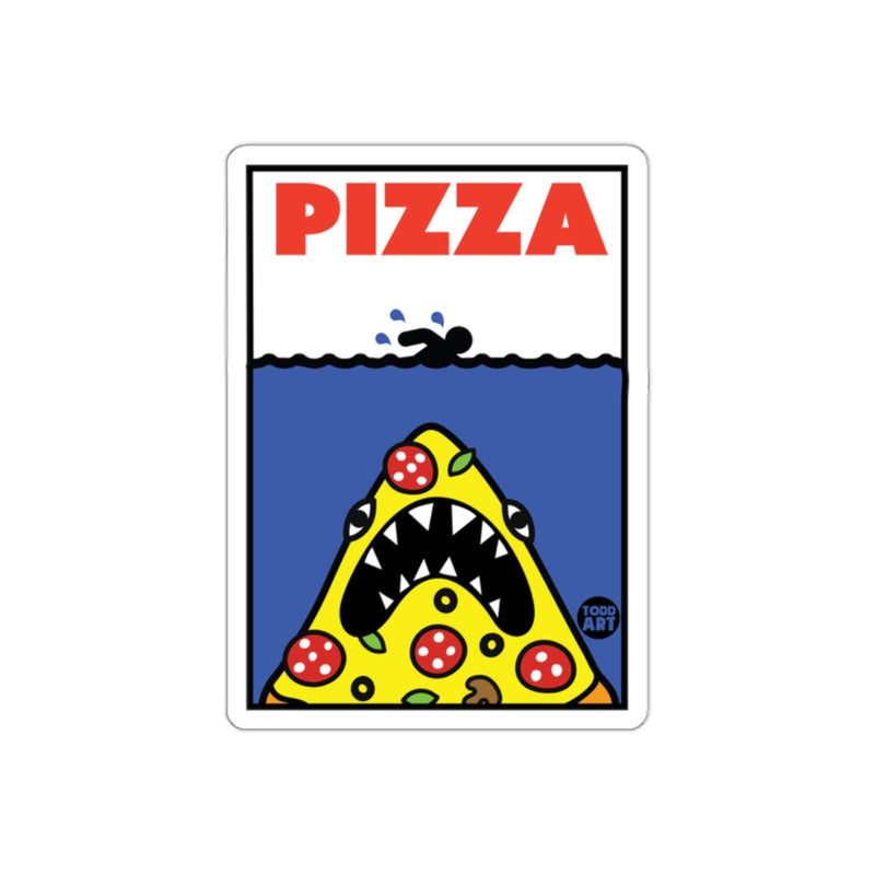 Load image into Gallery viewer, Pizza Underwater Shark Attack Funny Graphic Design sticker
