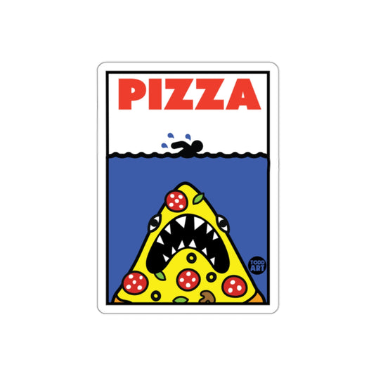 Pizza Underwater Shark Attack Funny Graphic Design sticker