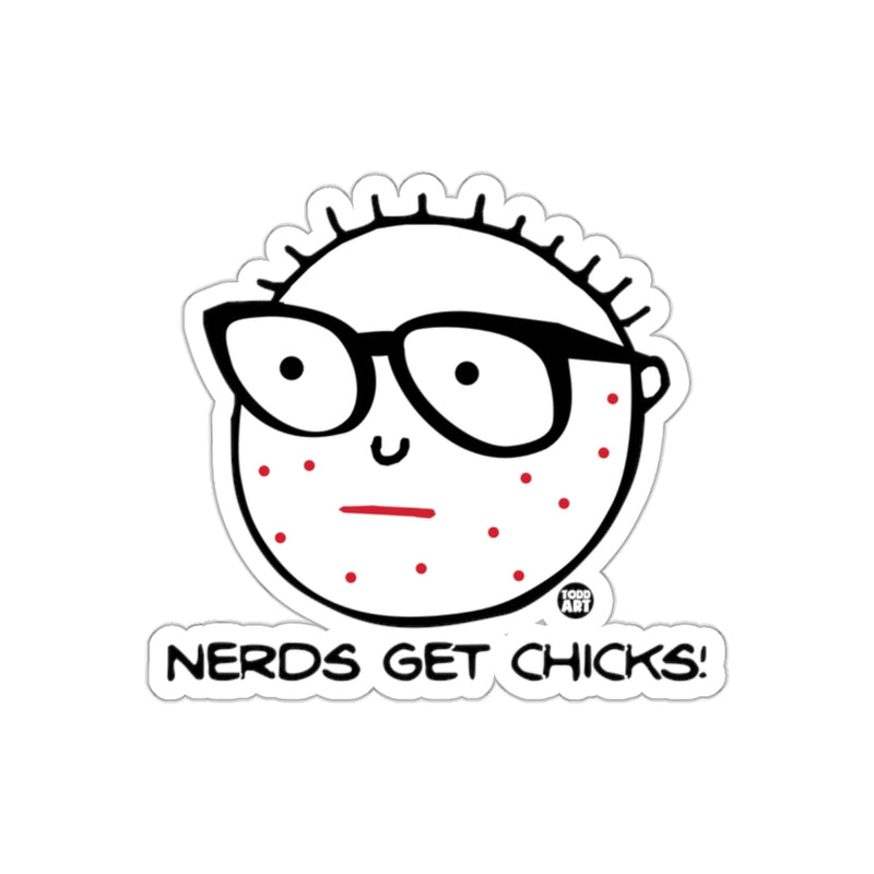 Load image into Gallery viewer, Nerds Get Chicks Graphic Sticker Design

