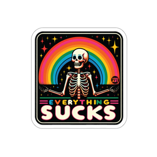 Everything Sucks Skeleton Rainbow Fun Artwork sticker