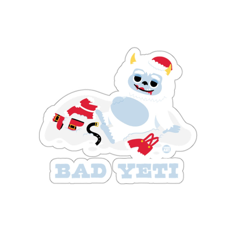 Load image into Gallery viewer, Naughty Yeti in Santa Hat Design Christmas Sticker
