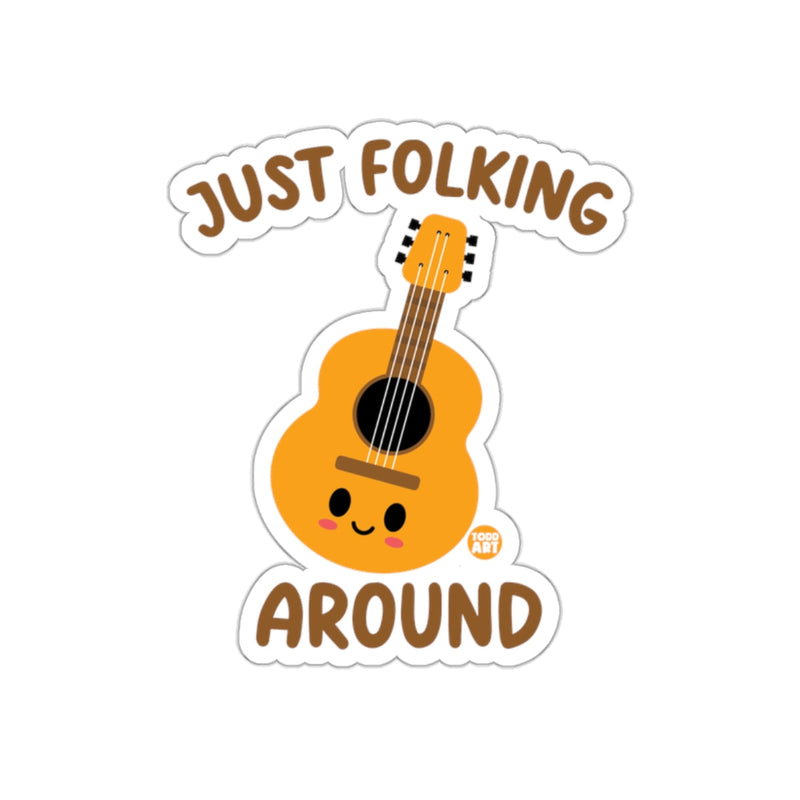 Load image into Gallery viewer, Just Folking Around Cute Guitar Illustration Sticker
