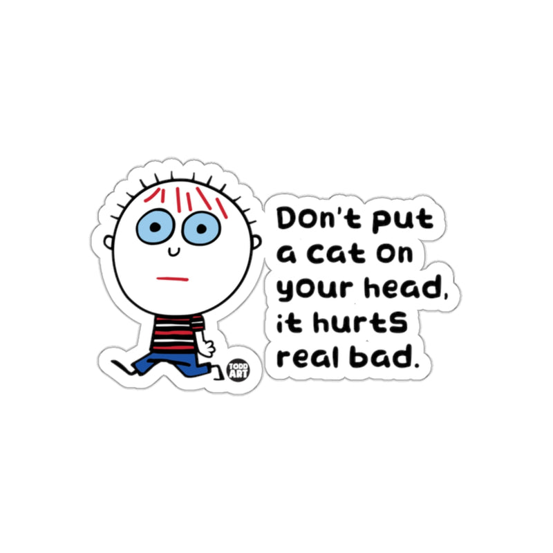 Load image into Gallery viewer, Funny Cartoon Sticker Don't Put a Cat on Your Head
