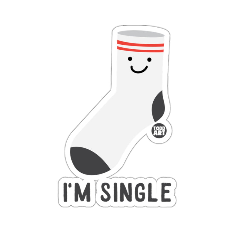 Load image into Gallery viewer, I'M SINGLE White Smiley Sock Red Stripes 
