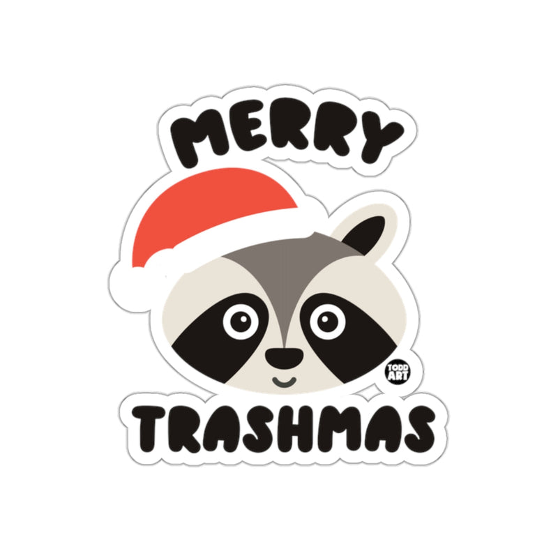Load image into Gallery viewer, Merry Trashmas Cute Raccoon with Santa Hat Sticker
