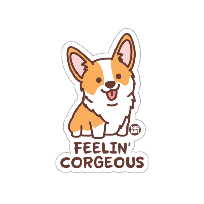 Load image into Gallery viewer, Feelin' Corgeous Dog Sticker for Corgi Lovers
