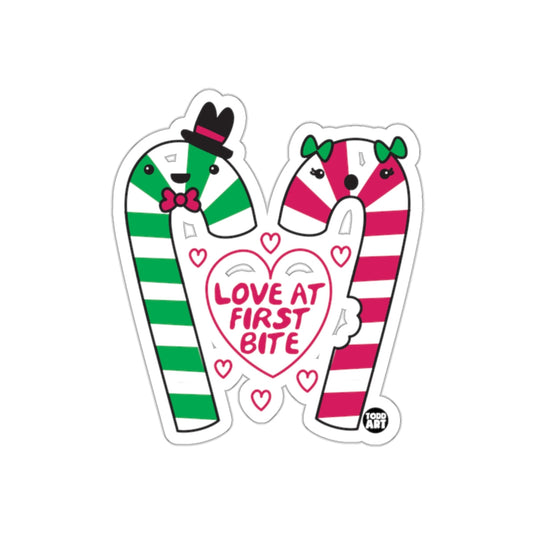 Love at First Bite Candy Cane Couples Sticker