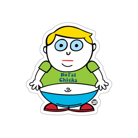 Funny Cartoon Figure with No Fat Chicks Text Sticker