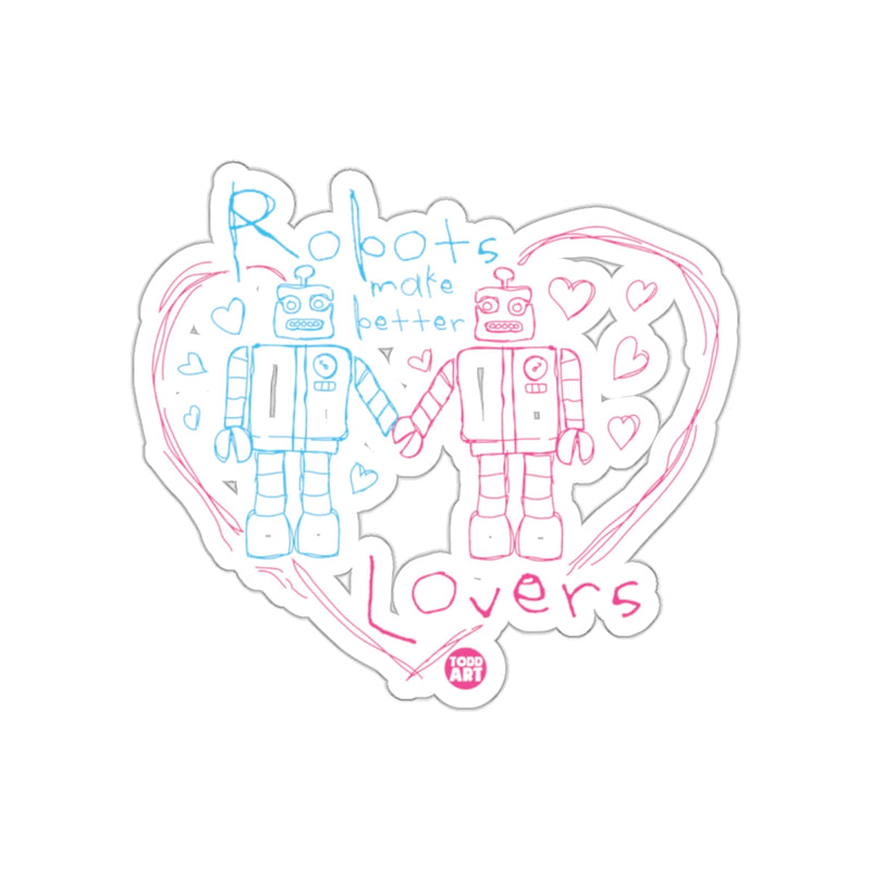 Load image into Gallery viewer, Robots Make Better Lovers Cute Robot Couple Sticker

