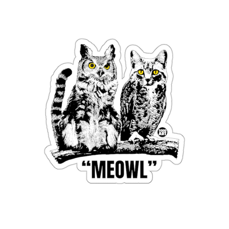 Load image into Gallery viewer, Meowl Cats and Owl Illustration Sticker
