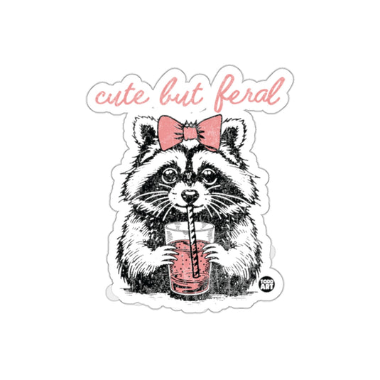 Cute But Feral Raccoon With Pink Bow Design sticker